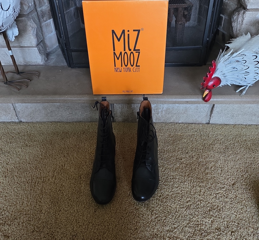 Miz Mooz Women's Black Lace-Up Ankle Boots